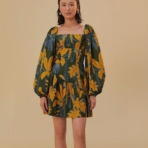 FARM RIO “Green foliage” mini dress